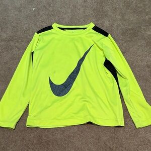Nike Kids Neon Yellow and Black Dri-Fit Shirt